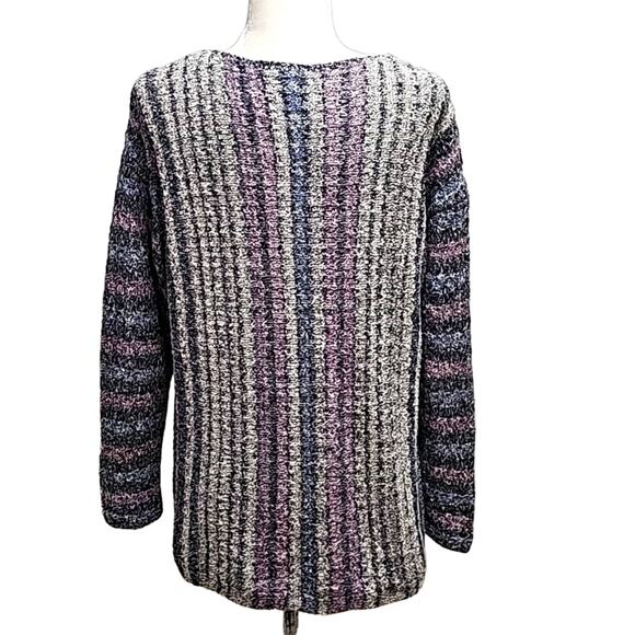 J. Jill Knit Purple Blue and White Vertical Striped Sweater Woman' Size S - Picture 4 of 10